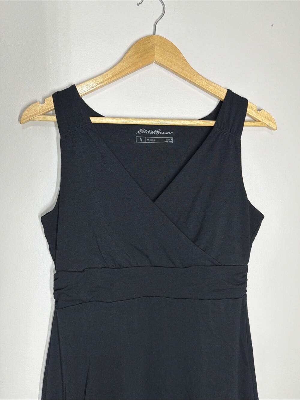 Eddie Bauer Knit Jersey Travex Dress Size Small Black Midi Athleisure Stretch